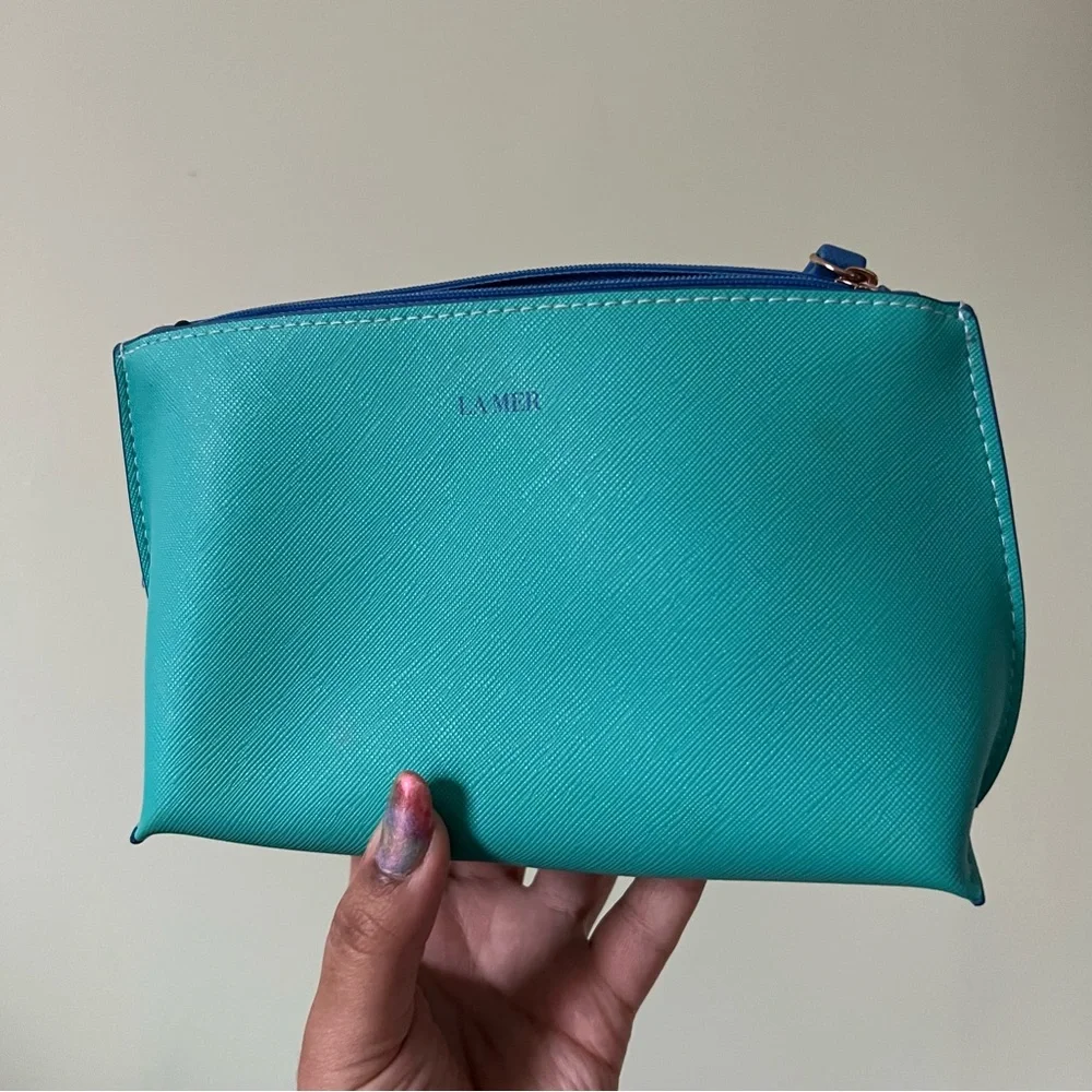 LA MER Turquoise Green Small Travel Organization Jewelry Makeup Skincare Pouch